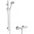 Nuie Minimalist Thermostatic Bar Shower Valve with Water Saving Slider Rail Kit - Chrome