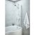 Nuie Curved P-Shaped Hinged Bath Screen with Towel Bar 1430mm H x 715mm W - 6mm Glass