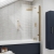 Nuie Pacific Brushed Brass Square Hinged Bath Screen 1520mm H x 830mm W - 8mm Glass