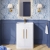 Nuie Parade Floor Standing 2-Door Vanity Unit with Polymarble Basin 600mm Wide - Gloss White | Thumbnail Image
