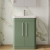 Nuie Parade Floor Standing 2-Door Vanity Unit with Polymarble Basin 600mm Wide - Satin Green | Thumbnail Image