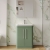 Nuie Parade Floor Standing 2-Door Vanity Unit with Ceramic Basin 600mm Wide - Satin Green | Thumbnail Image