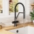 Nuie Ravi Mono Kitchen Sink Mixer Tap Dual Lever Handle - Matt Black | Thumbnail Image