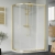 Rene Brushed Brass Offset Quadrant Shower Enclosure - 6mm Glass