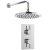 Nuie Twin Round Thermostatic Concealed Shower Valve with Fixed Head and Arm - Chrome