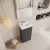Nuie Vault Floor Standing 1-Door Vanity Unit with Basin 400mm Wide - Gloss Grey | Thumbnail Image
