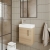Nuie Vault Wall Hung 1-Door Vanity Unit with Basin 400mm Wide - Bleached Oak
