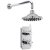 Nuie Victorian Twin Square Thermostatic Concealed Shower Valve with Fixed Head and Arm - Chrome
