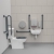 Nymas NymaCARE Premium Rimless LH Close Coupled Doc M Toilet Pack - Dark Grey Grab Rails