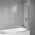 Orbit A6 Radius Edge Hinged Bath Screen 1400mm H x 800mm W - 6mm Glass