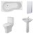 Nuie Ava Complete Bathroom Suite with B-Shaped Shower Bath 1700mm - Left Handed