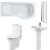 Nuie Freya Complete Bathroom Suite with P-Shaped Shower Bath 1700mm - Right Handed