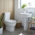 Prestige Eklipse Round Closed Back Close Coupled Rimless Toilet With Push Button Cistern - Soft Close Seat | Thumbnail Image