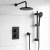 Prestige Nero Round Option 4 Thermostatic Concealed Shower Valve with Adjustable Slide Rail Kit and Fixed Head - Matt Black | Thumbnail Image