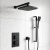 Prestige Nero Square Option 4 Thermostatic Concealed Shower Valve with Adjustable Slide Rail Kit and Fixed Head - Matt Black | Thumbnail Image