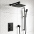 Prestige Nero Square Option 4 Thermostatic Concealed Shower Valve with Adjustable Slide Rail Kit and Fixed Head - Matt Black | Thumbnail Image