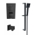 Prestige Nero Square Option 3 Thermostatic Concealed Shower Valve with Adjustable Slide Rail Kit - Matt Black
