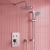 Prestige Plan Thermostatic Twin Round Push Button Concealed Mixer Shower with Shower Kit Round Head | Thumbnail Image