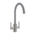 Prima Coloured Swan Neck Dual Lever Kitchen Sink Mixer Tap - Grey/Brushed Steel