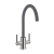 Prima Coloured Swan Neck Dual Lever Kitchen Sink Mixer Tap - Gun Metal/Brushed Steel