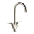 Prima V Shape Dual Lever Kitchen Sink Mixer Tap - Brushed Steel
