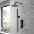 Delphi Loop Black Triple Concealed Shower Set with Fixed Head and Handset