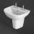 RAK Compact Basin and Semi Pedestal 550mm Wide - 2 Tap Hole