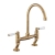 Rangemaster Aquaclassic Belfast Traditional Bridge Dual Lever Kitchen Sink Mixer Tap - Antique Brass/White | Thumbnail Image