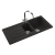 Rangemaster Austell 1.5 Bowl Inset Fireclay Kitchen Sink With Waste Kit 100mm L x 500mm W - Matt Black