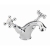 Sagittarius Kensington Monobloc Basin Mixer Tap Crosshead Handle with Sprung Waste - Chrome/White | Thumbnail Image