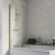 Signature Single Square Hinged Bath Screen 1400mm High x 800mm Wide - Brushed Brass | Thumbnail Image