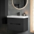 Signature Diversity Wall Hung 2-Drawer Vanity Unit with Basin 615mm Wide - Matt Black/Black Glass