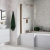 Signature Brushed Bronze L-Shaped Hinged Bath Screen with Rail 1500mm High x 815mm Wide - 6mm Glass