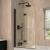 Verona Rivenza Matt Black 8mm Straight Hinged Bath Screen 1500mm H x 800mm W | Thumbnail Image
