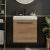 Villeroy & Boch Avento Wall Hung Vanity Unit LH with Basin 550mm Wide - Oak Kansas with Black Handle | Thumbnail Image
