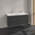 Villeroy & Boch Subway 3.0 Wall Hung 4-Drawer Vanity Unit with Basin 1300mm Wide - Graphite with Glossy Aluminium Handle
