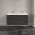 Villeroy & Boch Subway 3.0 Wall Hung 4-Drawer Vanity Unit with Basin 1300mm Wide - Graphite with Glossy Aluminium Handle