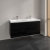 Villeroy & Boch Subway 3.0 Wall Hung 4-Drawer Vanity Unit with Basin 1300mm Wide - Black Oak with Volcano Black Handle | Thumbnail Image