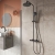 Villeroy & Boch Universal Thermostatic Round Bar Mixer Shower with Shower Kit and Fixed Head - Matt Black | Thumbnail Image