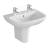 Vitra S20 Wash Basin and Large Semi Pedestal 600mm Wide 2 Tap Hole