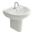 Vitra S50 Basin and Semi Pedestal 550mm Wide - 1 Tap Hole