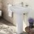 Vitra Zentrum Cloakroom Basin with Full Pedestal 450mm Wide - 1 Tap Hole