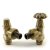 West Abbey Angled Manual Radiator Valve and Lockshield - Old English Brass