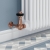 West Faringdon Corner Thermostatic Radiator Valve and Lockshield - Polished Copper