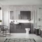 Hudson Reed Gloss Grey Compact Fitted Bathroom Furniture